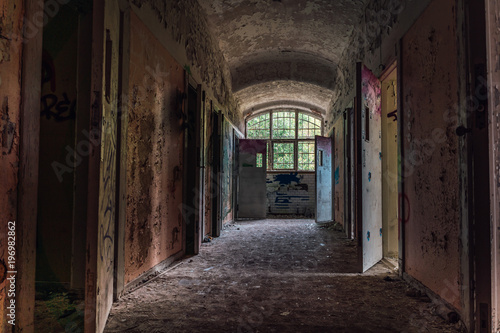 Fototapeta Naklejka Na Ścianę i Meble -  Hallway from an abandoned mental institution