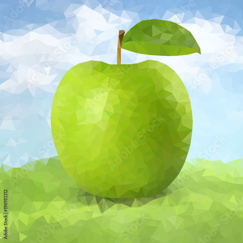 Vector green polygonal apple