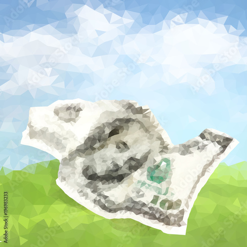 Vector polygonal crumpled one hundred dollars