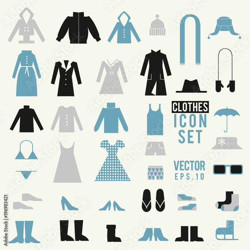 Clothing and shoes illustrations vector set. Shopping elements. Cute design vector icons.