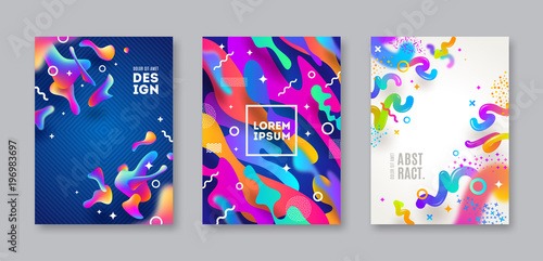 Set of cover with abstract multicolored shapes. Vector illustration template,