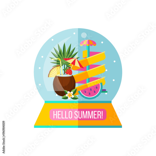 Hello summer. Vector clipart.