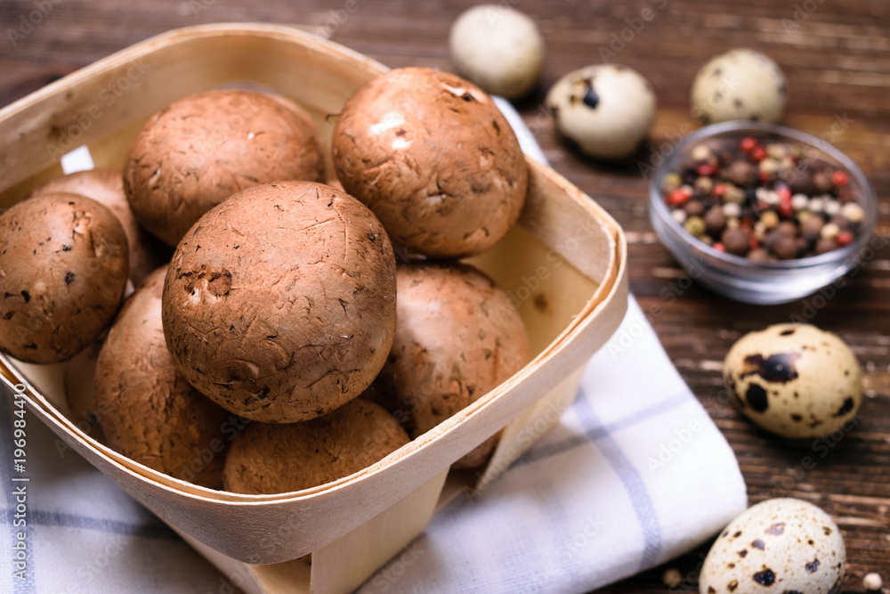Fresh brown champignon mushrooms Fresh brown champignon mushrooms
