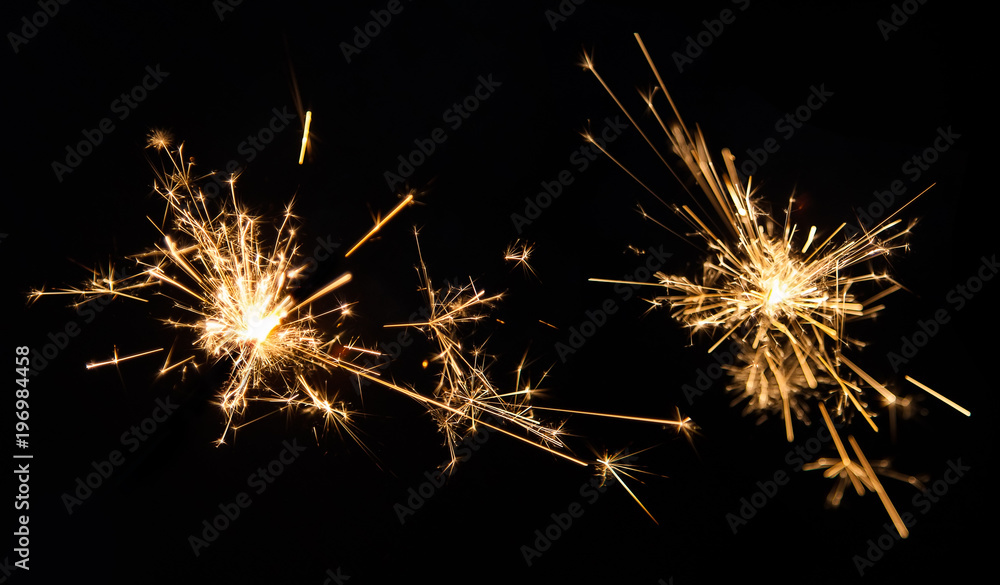 sparks from a Bengal fire on a black background