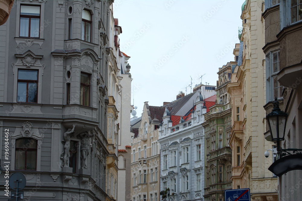 Prague's old street view. Czech, Cityscape.
