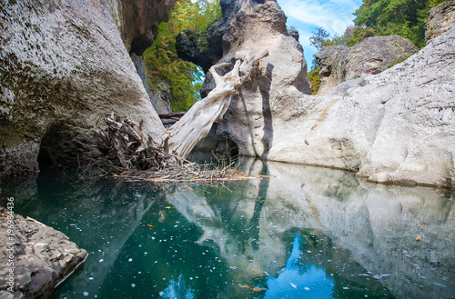 Mountain river, rocky shores
