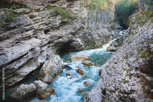 Mountain river, rocky shores