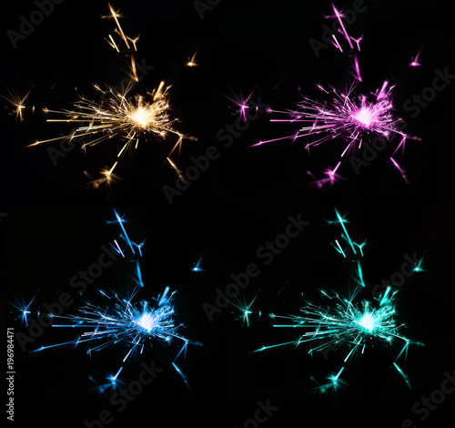 Colored sparks from a Bengal fire
