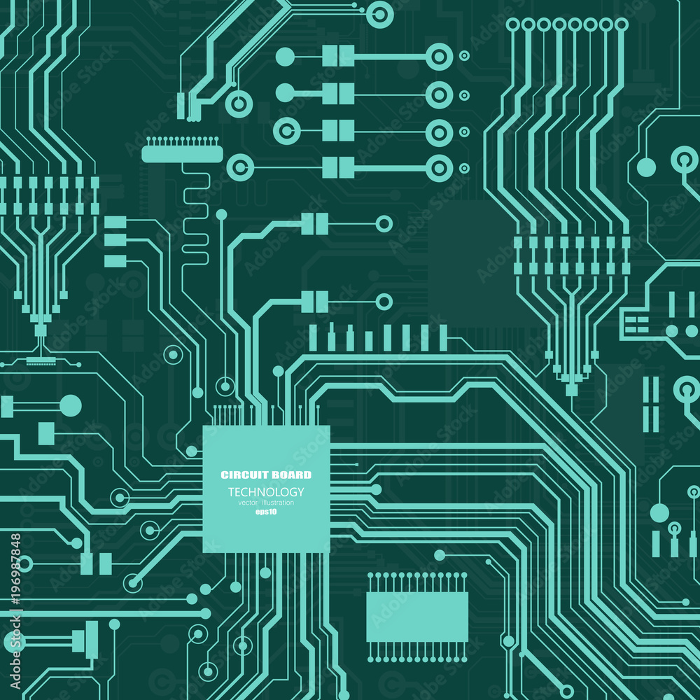 Vector circuit board illustration. Abstract technology.