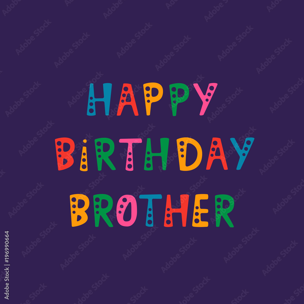 Handwritten lettering of Happy Birthday Brother on purple background
