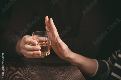 Wallpaper Mural Woman refusing to drink alcohol in bar, closeup Torontodigital.ca