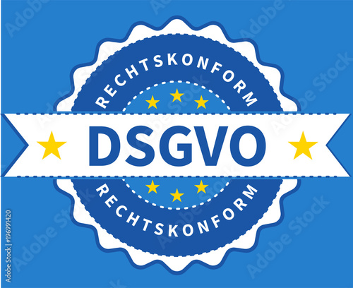DSGVO Banner Button blau Hintergrund Datenschutz-Grundverordnung