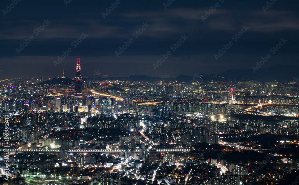 Naklejka premium Nightscape of Seoul