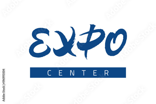 Expo text lettering. Vector inscription with brush texture. Hand drawn typography