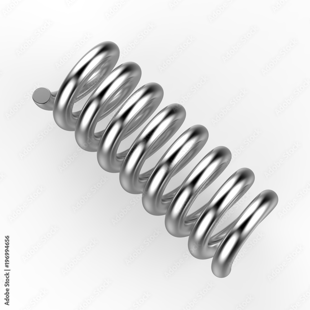 Steel spring on isolated white background, 3d illustration Steel spring on isolated white background, 3d illustration