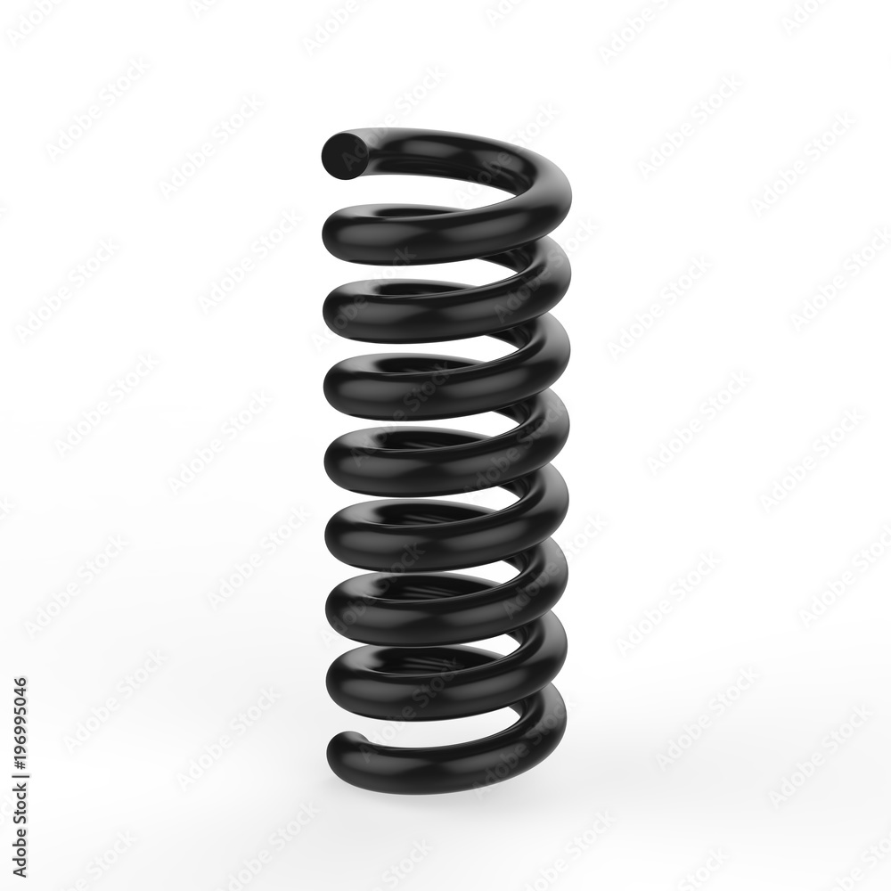 Steel spring on isolated white background, 3d illustration Steel spring on isolated white background, 3d illustration
