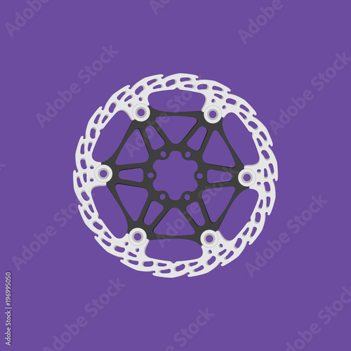 Vector illustration of a bicycle brake disc isolated on a colored background.