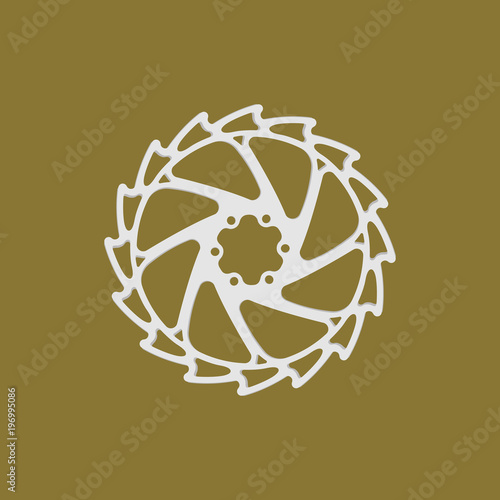 Vector illustration of a bicycle brake disc isolated on a colored background.