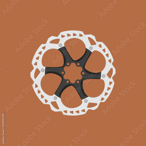 Vector illustration of a bicycle brake disc isolated on a colored background.