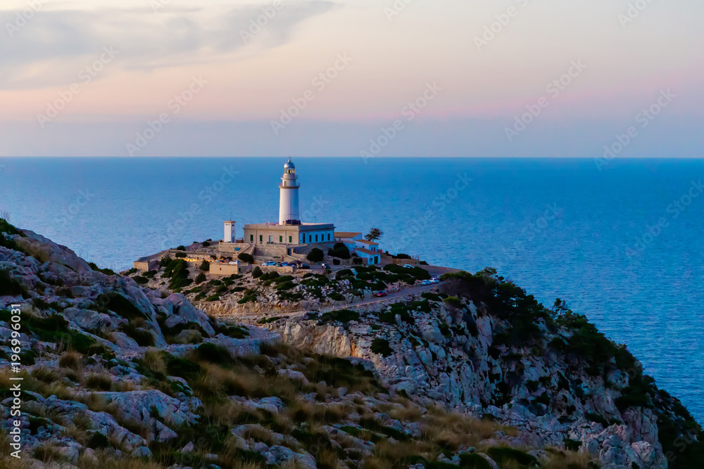 Lighthouse at Cape Formentor in the Coast of North Mallorca, Spain ( Balearic Islands ).