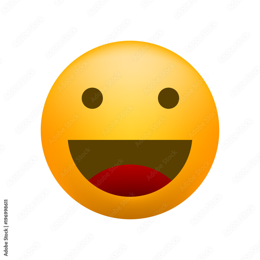 Fototapeta premium Cute Very Happy Emoticon on White Background . Isolated Vector Illustration 