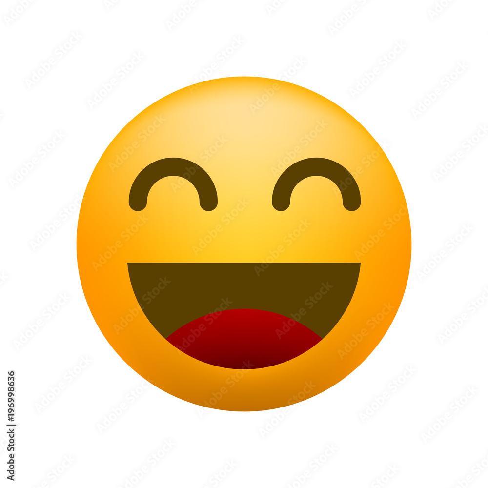 Cute Very Happy Emoticon on White Background . Isolated Vector Illustration Cute Very Happy Emoticon on White Background . Isolated Vector Illustration
