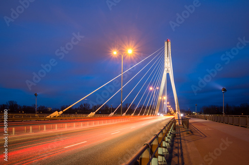 Swietokrzyski bridge over the Vistula river in Warsaw, Poland