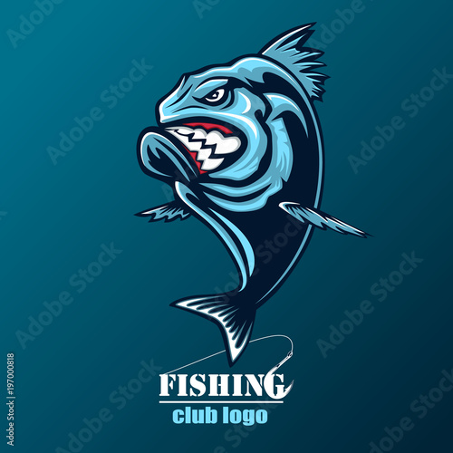 Fotografija Angry piranha fishing logo