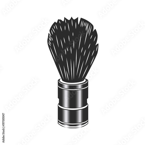 Vintage barbershop shave brush emblem. Text is on separate layer. Isolated on white background