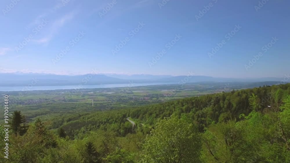 4K European Countyside aerial shot. Lake Geneva area - French border, Switzerland 4K European Countyside aerial shot. Lake Geneva area - French border, Switzerland