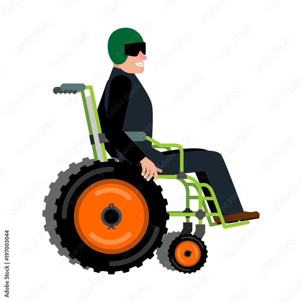 Wheelchair for off-road. Concept of an off-road vehicle for disabled people.
