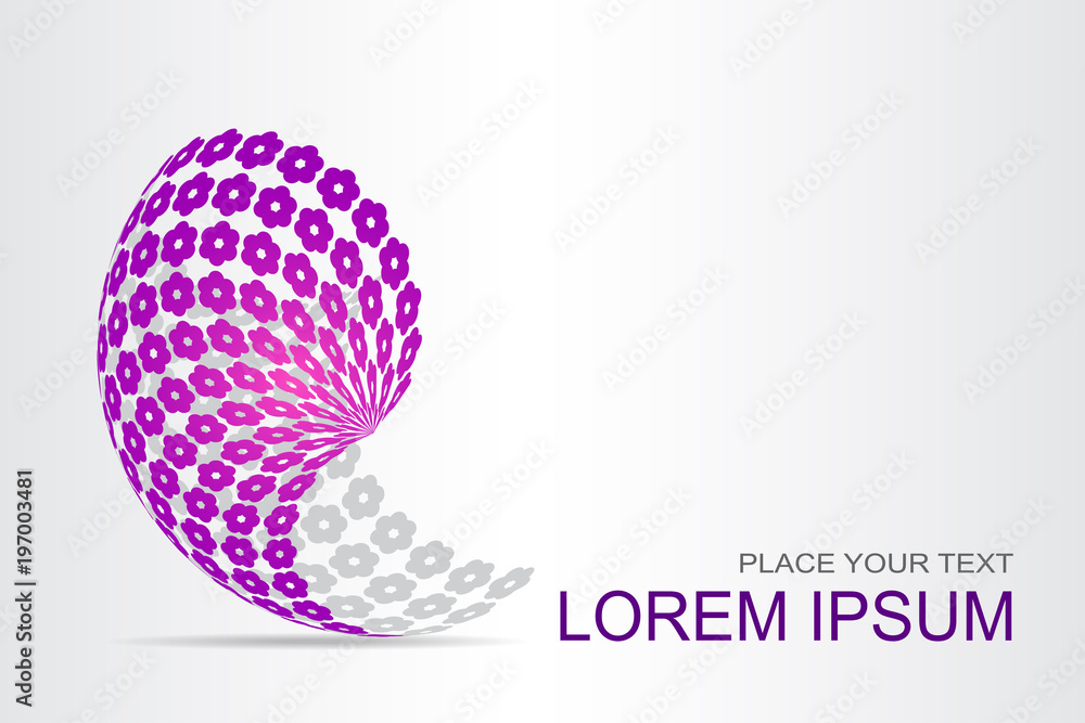 Logo stylized spherical surface with abstract shapes