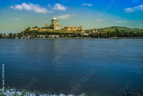 Wallpaper Mural View of the Hungarian historic basilica in Esztergom, the Danube river from the border bridge to the town of Sturovo in Slovakia. Torontodigital.ca