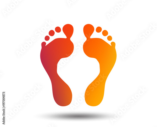 Human footprint sign icon. Barefoot symbol. Foot silhouette. Blurred gradient design element. Vivid graphic flat icon. Vector