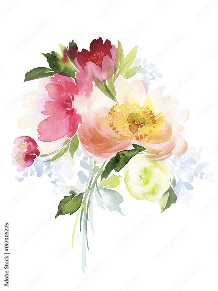 Greeting card with watercolor flowers handmade. Greeting card with watercolor flowers handmade.