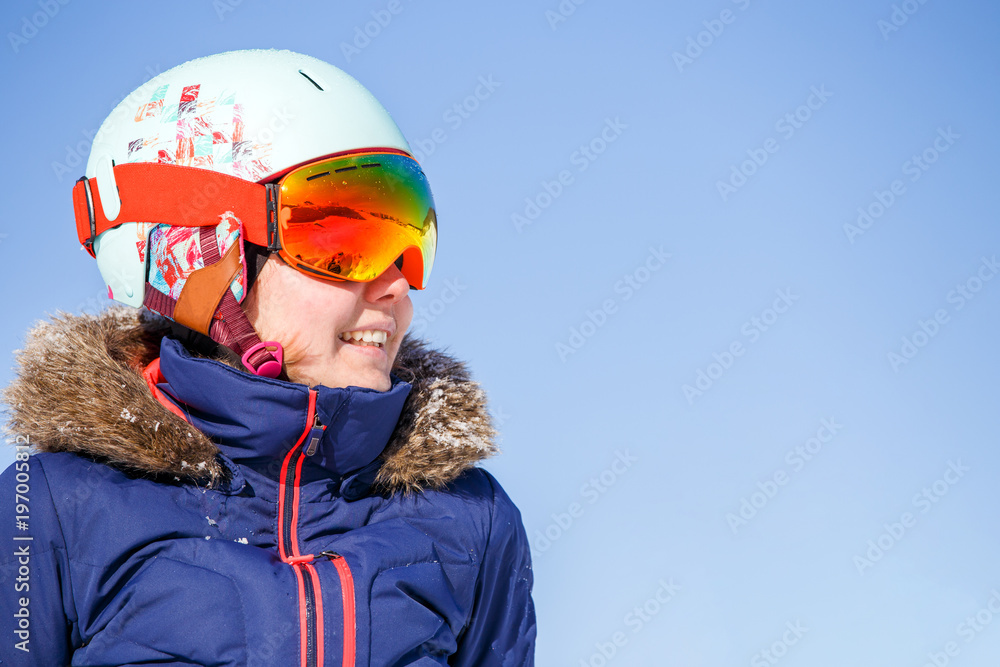 Image of female athlete in mask and helmet Image of female athlete in mask and helmet