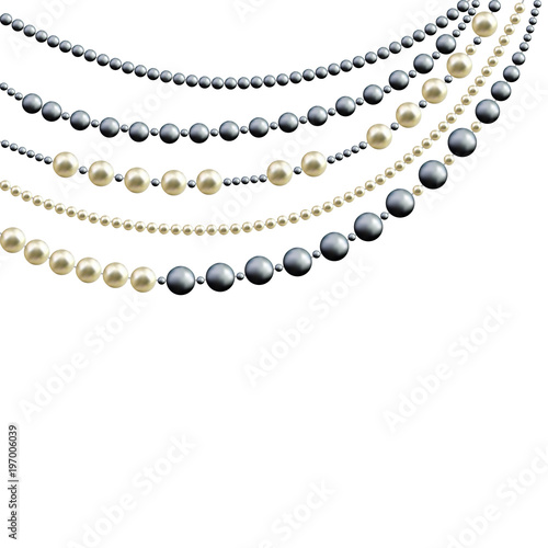 Pearl. Decoration. Threads. Jewelry. Beads. Black. White. Border. Fashion. Luxury.