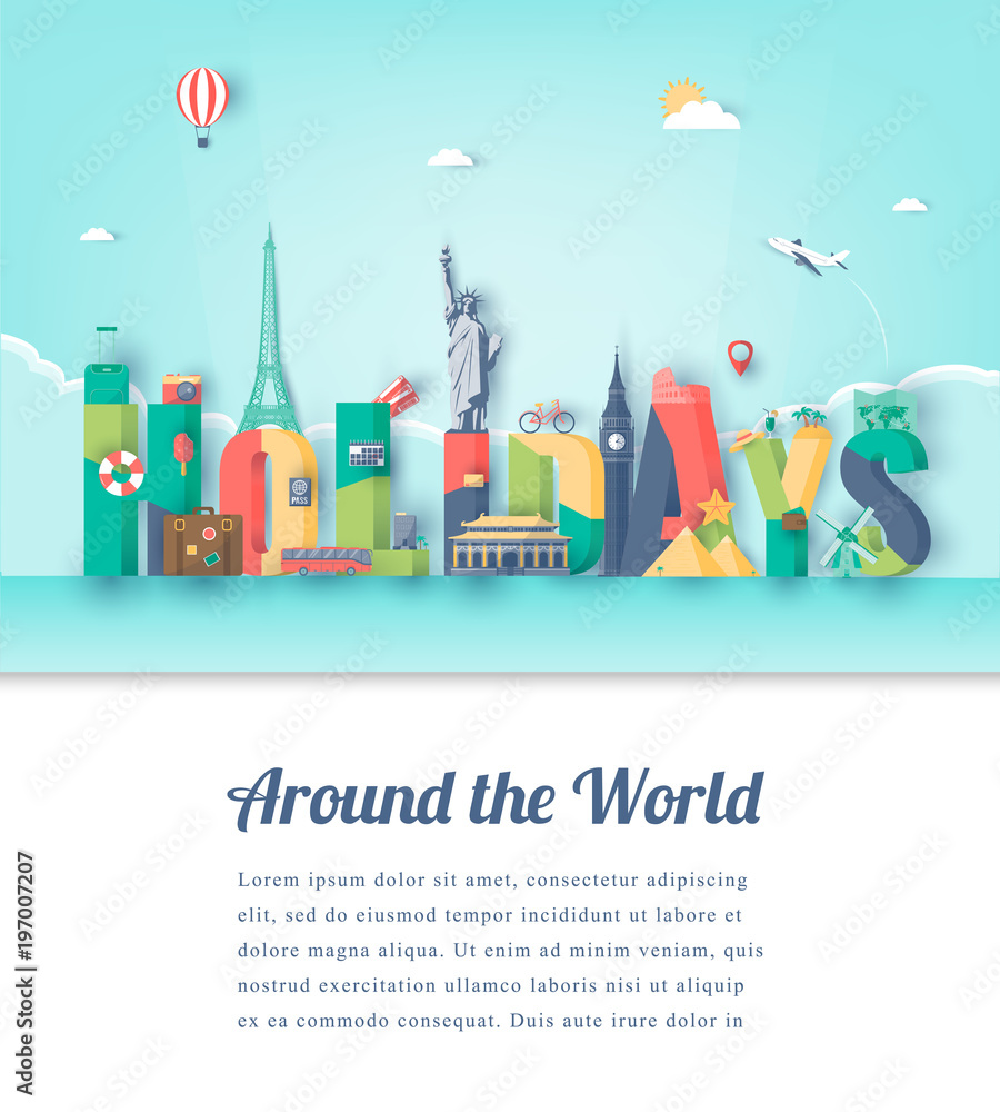 Summer holidays. Travel and Tourism concept. Summer vacation. Vector