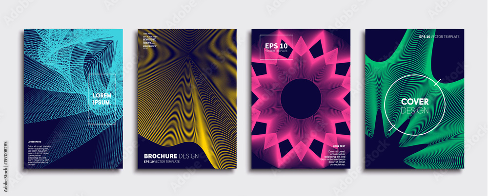 Vector cover designs. Future Poster template. Smartphone modern background set.
