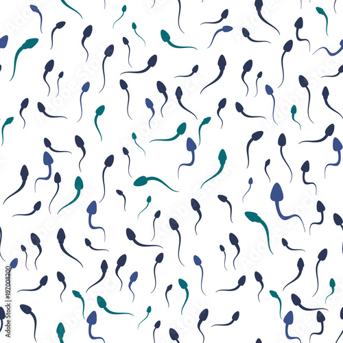 Moving spermatozoa seamless pattern