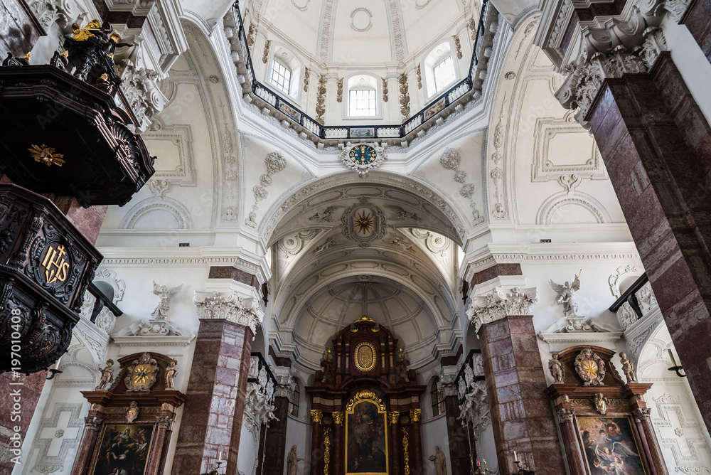 Interior view of church in Innsbruck