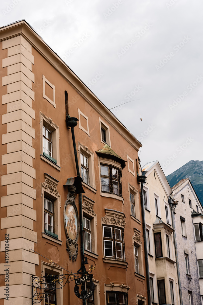 Low angle view of old buildings in old town of Innsbruck