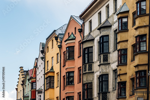 Low angle view of old buildings in old town of Innsbruck © jjfarq