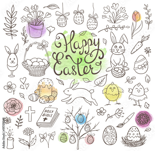 Doodle Easter design elements