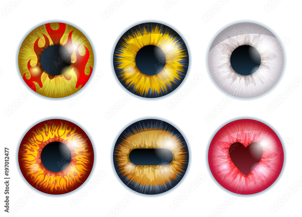 Fantasy eyes set - assorted colors. Iris pupils design.