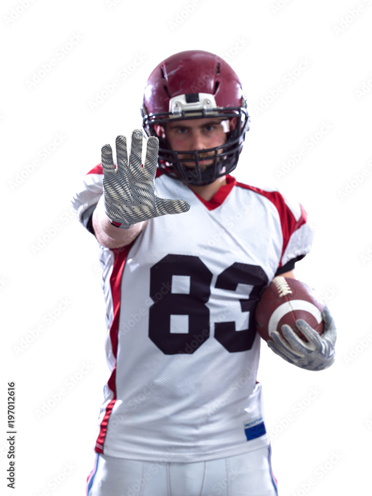 American football player pointing