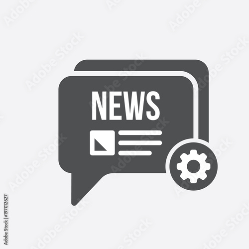 News icon with settings sign. News icon and customize, setup, manage, process symbol