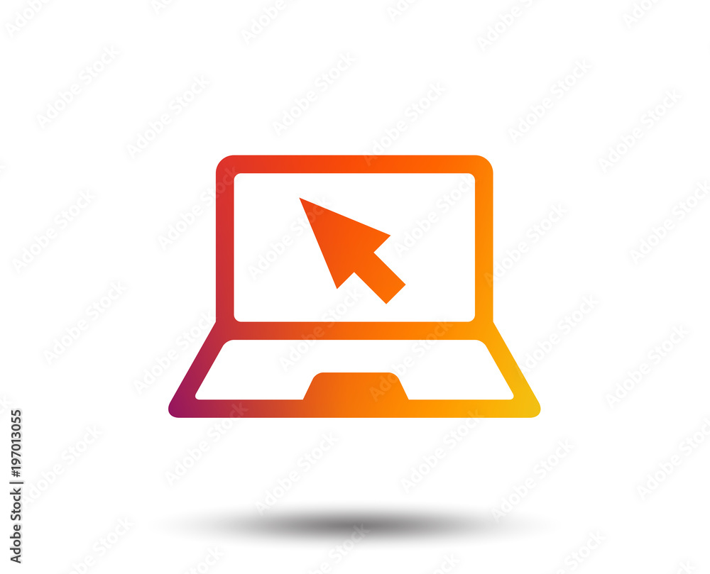 Laptop sign icon. Notebook pc with cursor pointer symbol. Blurred gradient design element. Vivid graphic flat icon. Vector Laptop sign icon. Notebook pc with cursor pointer symbol. Blurred gradient design element. Vivid graphic flat icon. Vector