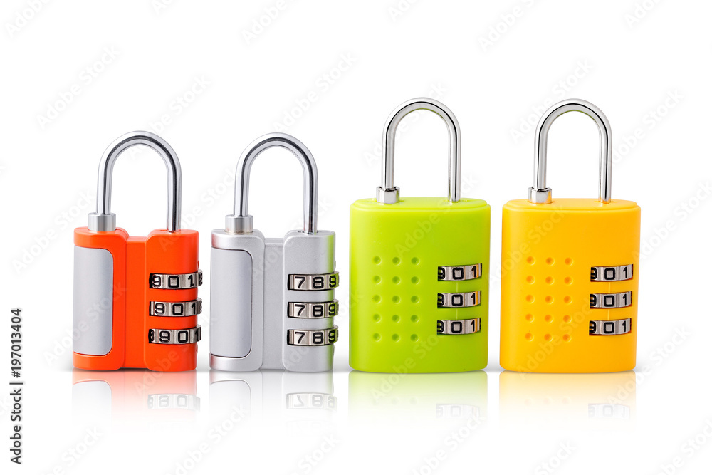 Set of four pattern locks with brilliant colors options yellow, silver, red and green. You never have to worry about carrying around or losing your locking key again because you have pattern option to Set of four pattern locks with brilliant colors options yellow, silver, red and green. You never have to worry about carrying around or losing your locking key again because you have pattern option to