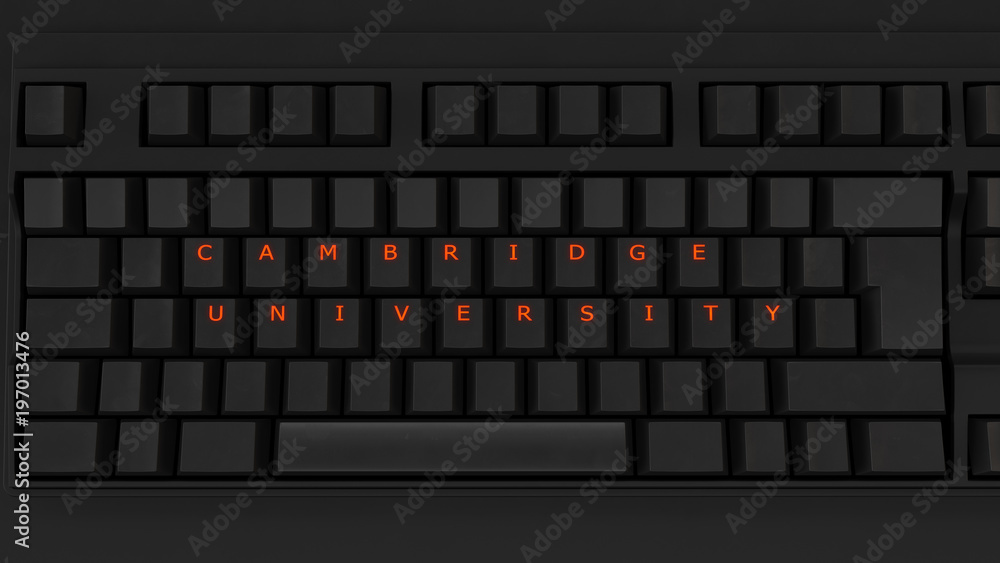 Close Up of Illuminated Glowing Keys on a Black Keyboard Spelling Cambridge University 3d illustration Editorial Manchester UK 19th March 2018 Data breach scandal Close Up of Illuminated Glowing Keys on a Black Keyboard Spelling Cambridge University 3d illustration Editorial Manchester UK 19th March 2018 Data breach scandal